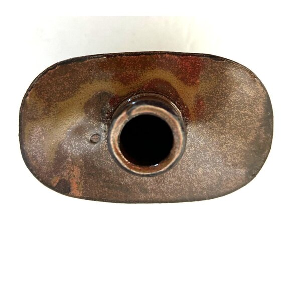 Icy Road Clay Pottery Stoneware Flask Pelican Wood Cork Stopper Artist Stamped - Picture 7 of 9